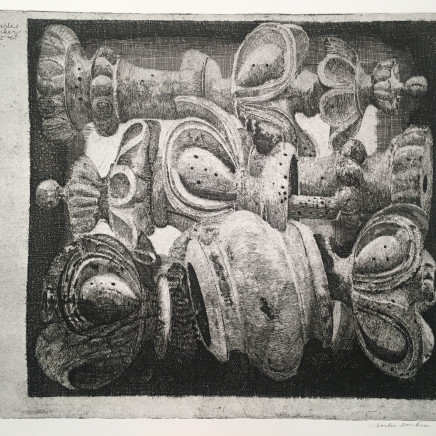 Charles Donker, Ornamenten : Houten schaakstukken met wormgaatjes (Ornements : Pièces d'échec en bois trouées par des vers), 1968