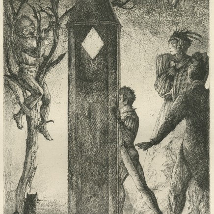Érik Desmazières, Caprices - Planche 6 : Initiation, 1988