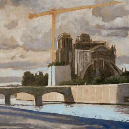 Charles-Élie Delprat, Notre-Dame depuis le quai Montebello, fin de journée, 2020