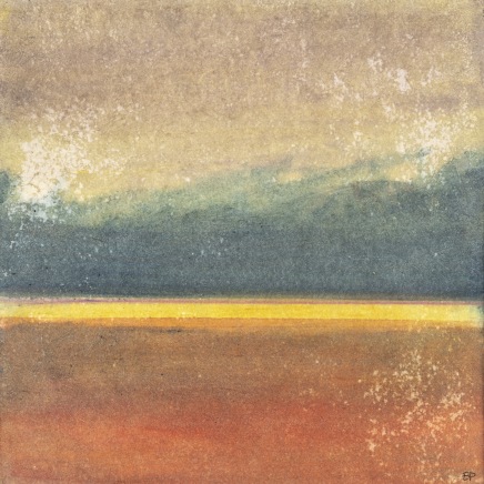 Elena Prentice, Terre rouge à l'horizon, soleil, 2024