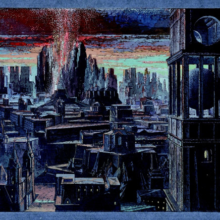 Érik Desmazières, Ville imaginaire II, 1999 - 2016 eau forte, état rehaussé