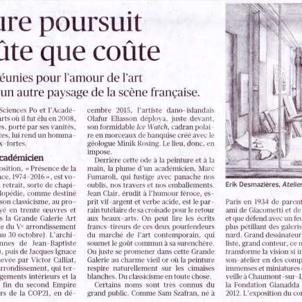 Article de Valérie Duponchelle paru dans Le Figaro le 29.09.2017