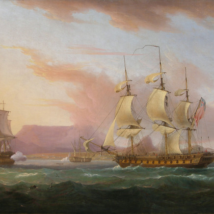 Thomas Whitcombe - Naval ships off Cape Town