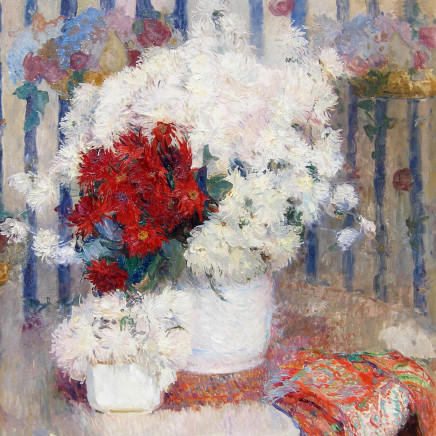 Ernest Jean Joseph Godfrinon - Still life of red and white flowers