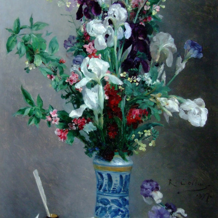 Louis-Joseph Raphael Collin - Mixed flowers in a blue vase