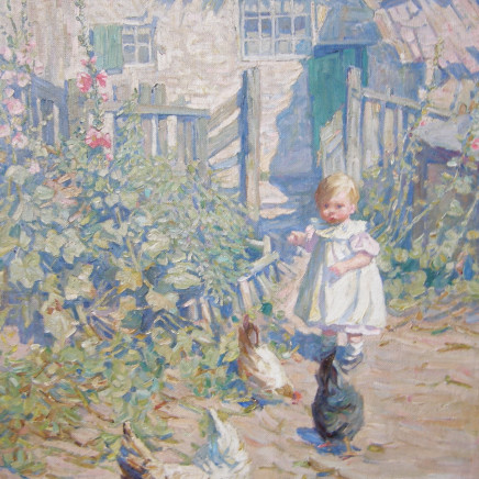 Dorothea Sharp - Child playing with chickens