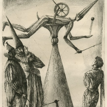 Érik Desmazières, Caprices - Planche 4 : L'Automate et les magiciens, 1988
