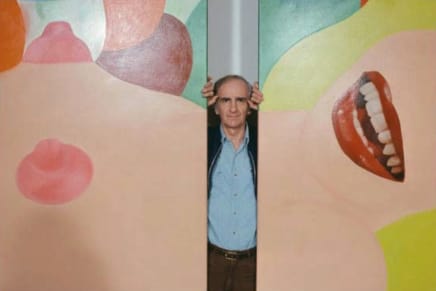 Bob Adelman, Tom Wesselmann with two-panel 1964 painting "Great American Nude No. 53" in his studio on The Bowery, executed 1980s, printed 2008