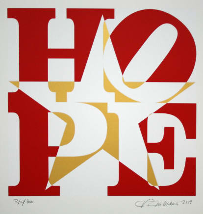 Robert Indiana, Star of HOPE, R/W/Gold (Red/White/Gold), 2013