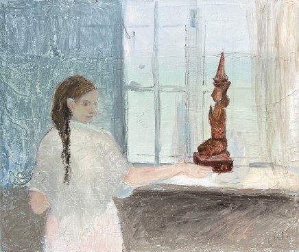 Dorothea Carr, Betty by Window with Buddha 26 x 30cm