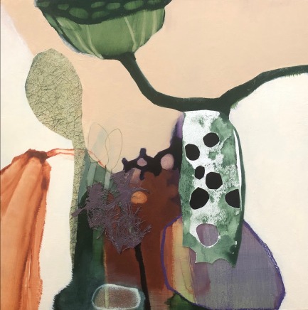 Claire Yerbury b.1970- NY, USA, Lives & works in AustraliaBelow, 2023 Signed, titled & dated verso Mixed media on wooden panel; in Oak float frame 40 x 40cm
