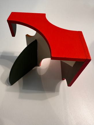 Louise Tuckwell b.1963, SydneyArt deco, 2025 Acrylic on ply Collabpration with Michael Spratt sculpture construction 13 x 15x 13cm