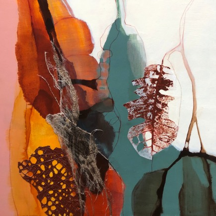Claire Yerbury b.1970- NY, USA, Lives & works in AustraliaBeneath, Beside, Within, 2025 Signed, titled & dated verso Mixed media & collage on board 50 x 50cm