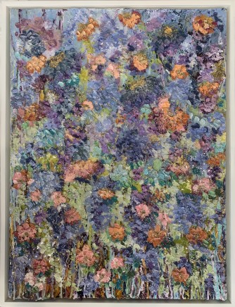 Melony Smirniotis b.1974- Sydney, Australia Gentle Floral Lush Pastels 1 , 2021 Initialled on bottom right of canvas Mixed media on canvas 62 x 46cm 64 x 49cm (recycled frame) SOLD