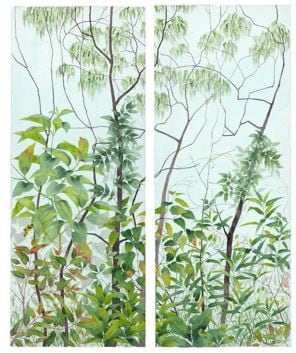 After the Bushfires: Croobyar, 2025 Watercolour & gouache on arches paper Diptych Each panel 110 x 50cm $15,000 SOLD