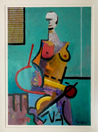 Peter Griffen b.1948- Adelaide. Lives & works in Sydney, AustraliaSeated Figure in a Green Room , 2023 Signed lower right Acrylic on board 88 x 71cm (framed) 61 x 44cm (unframed)