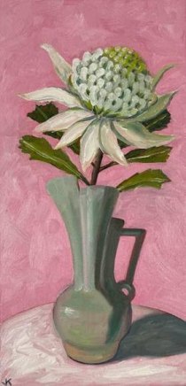 John Klein, White Waratah in Beswick Jug
