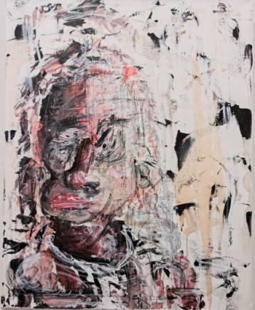 Caleb Slater b.2001- Sydney, AustraliaThree Sorrowful Men 3, 2020 Acrylic & mixed media on canvas 76.5 x 61cm