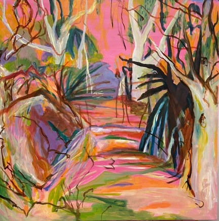 Joanna Cole b.1972- SA; Lives and works in Sydney, NSWRoad to Cockle Bay, 2023 Signed verso Oil on linen 104 x 104cm
