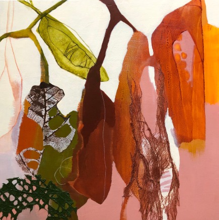 Claire Yerbury b.1970- NY, USA, Lives & works in AustraliaIn Passing, 2025 Signed, titled & dated verso Mixed media & collage on board 50 x 50cm