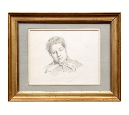 Alexandre-Louis Leloir, Portrait of a lady wearing shell earrings, possibly the artist's aunt Isabel Colin (1833–1877), 1869