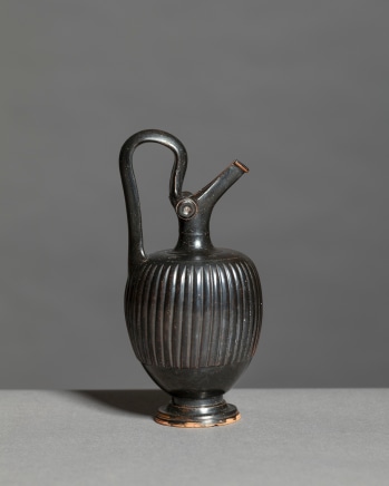 Greek black-glaze ribbed prochous, Athens, c.4th century BC