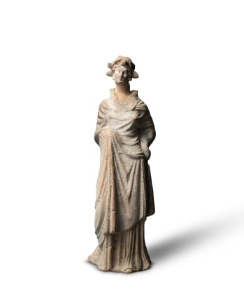 Greek statuette of a lady of fashion, Tanagra, c.330-200 BC