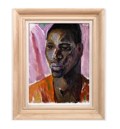 Tora Vega Holmström, 112. Portrait of a young man in an orange shirt, c. 1930s