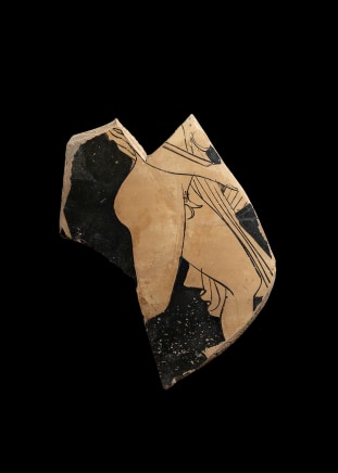 Greek red-figure vase fragment of a nude figure, Athens, early 4th century BC