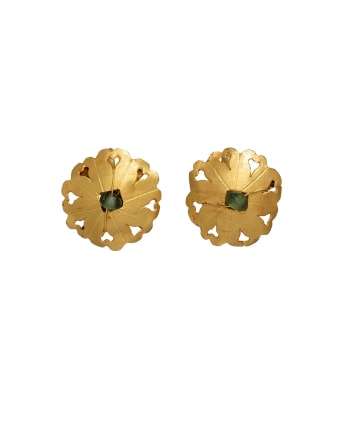 Roman earrings with green beads, Syria, 3rd century AD