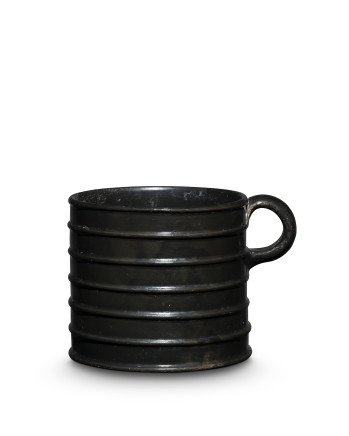 Greek black-glaze ribbed mug, Athens, c.475-425 BC