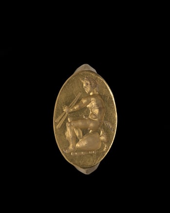 Greek ring with satyr, 4th century BC