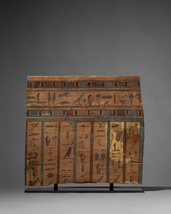 Egyptian sarcophagus panel fragment with hieroglyphs, Late Dynastic-Ptolemaic Period, c.400-30 BC