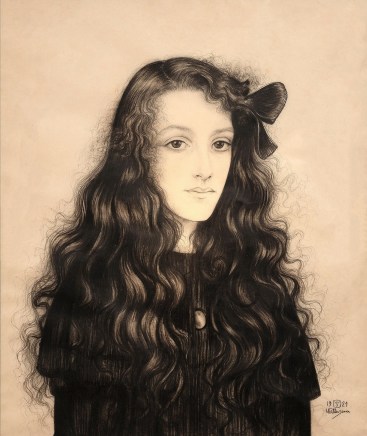 Walter Sauer, Portrait of a young woman with a ribbon in her hair, 1921