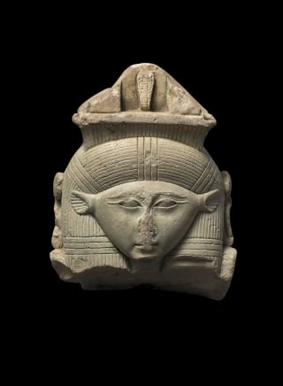 Egyptian sistrum handle with head of Hathor, Late Dynastic Period, 26th Dynasty, c.664-525 BC
