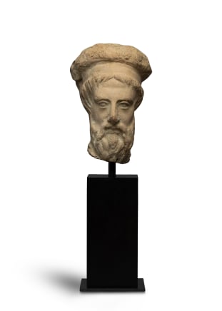 Greek head of a man with headdress, South Italy, Tarentum, c.400 BC