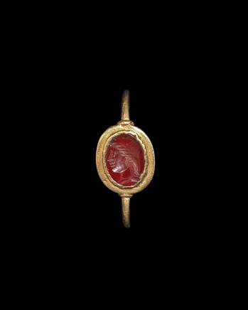 Roman ring with intaglio of a head in profile, c.2nd-3rd century AD