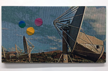 George Bolster Exoplanetary: You Have No Idea Where You Are , 2021 Wool embroidery on tapestry 53.3 x 96.5 cm 21 x 38 in