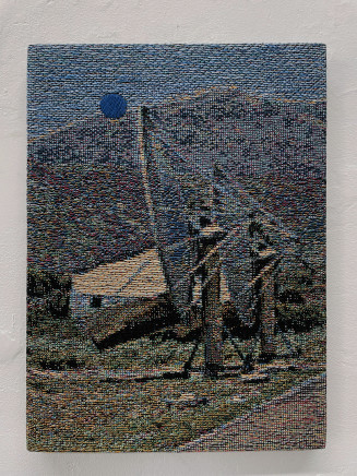 George Bolster A Mirrored Possibility: Eclipsing on Kepler 16b , 2021 Embroidery on tapestry 38.1 x 27.9 cm 15 x 11 in