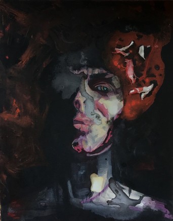 Cathy Hayes Self Portrait with Brain on Fire, 2020 mixed media on canvas 51 x 41 cm 20 1/8 x 16 1/8 in €1200