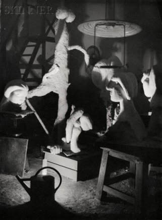 Brassaï, Picasso's sculpture studio at Boisgeloup, photographed by the light of a kerosene lamp, 1932