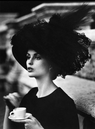 William Klein, Dorothy + Coffee + Feathered Hat, Rome (Vogue), 1960
