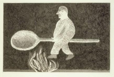 David Hockney, Riding around on a Cooking Spoon from Illustrations for Six Fairy Tales from the Brothers Grimm, 1969
