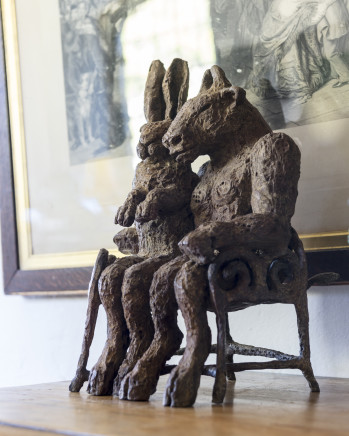 Sophie Ryder, The Minotaur and The Hare on Bench Maquette II, 2020