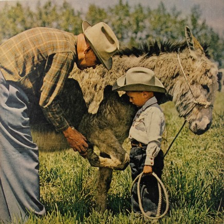 Peter Varley, Man and boy looking at donkey hoof, circa 1963