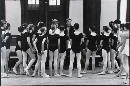 Peter Varley, Erik Bruhn and Betty Oliphant with National Ballet School students after class, circa 1970