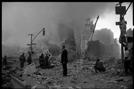 Larry Towell, World Trade Center [Priest standing in rubble], 2001
