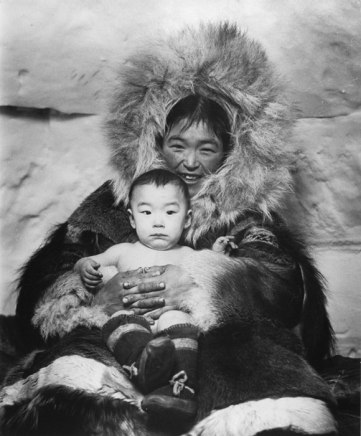 Richard Harrington, Perry River, NWT [Inuit woman with her child in igloo], 1949