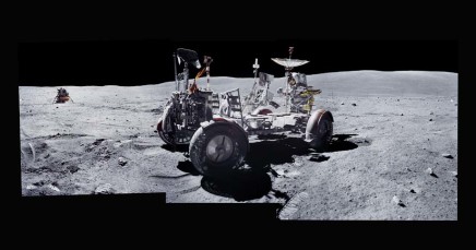 Michael Light, Composite of John Young and the Lunar Rover at the Descartes Highlands; Photographed by Charles Duke, Apollo 16, April 16-27, 1972, 1999