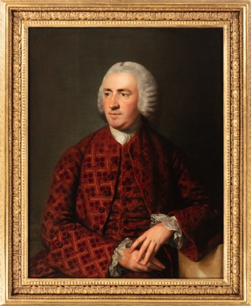 Sir Nathaniel Dance Holland (London 1735-1811 Winchester), Portrait of Peter Delmé of Earlstoke, half-length, in an embroidered russet coat